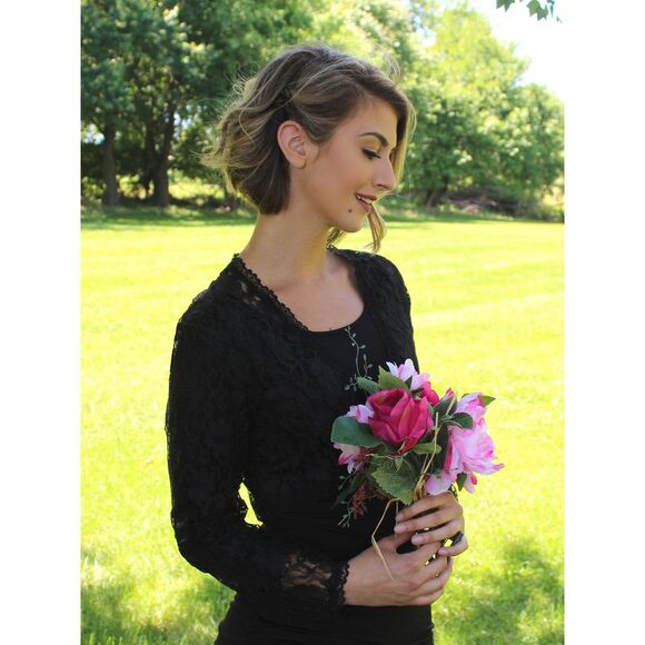 Long Sleeve Dressy Lace Cropped Bolero Shrug Jacket - Picture 5 of 5